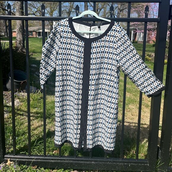 J Crew Geometric Diamond Tile Silk Shift Dress NWT - Picture 12 of 14